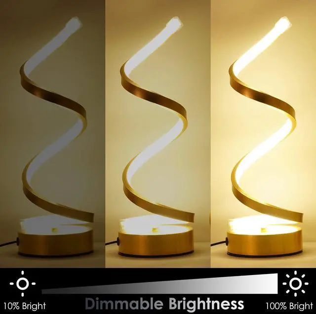 Alt view image 6 of 7 - NUÜR Infinity Spiral LED Table Lamp, Dimmable Metallic Bedside Lamp with Touch Controller, 3 Colour Temperature, 15.8 Inch Height, Decorative Lamp for Home, Living Room & Office (Silver)