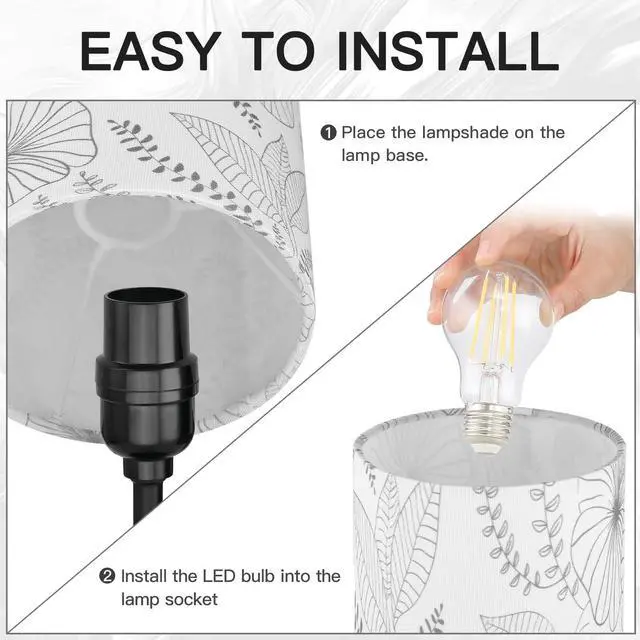 Alt view image 7 of 7 - CINSARY Touch Control Bedside Lamp with 2 USB Ports, 3-Way Dimmable Table lamp for Bedroom, Nightstand Lamp with Round Flower Fabric Shade for Living Room Home Office (E26 LED Bulb Included)