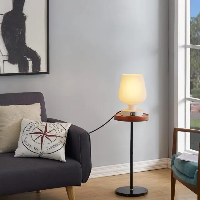 Alt view image 5 of 6 - DAWNTECH Touch Bedside Table Lamp with 2 USB Ports - 3 Way Dimmable Modern Small Lamps for Bedroom Living Room Nightstand, Desk Lamps with White Opal Glass Lamp Shade, Warm LED Bulb, Bulb Included