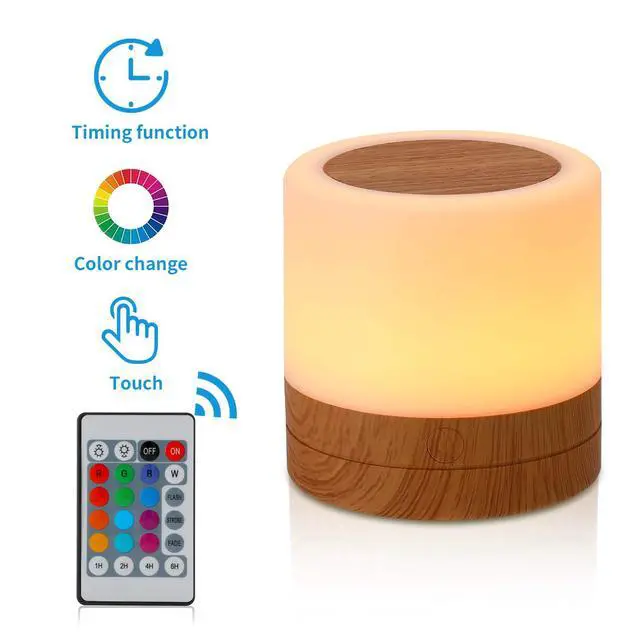 Alt view image 2 of 7 - Nursery Night Light for Kids, USB Rechargeable Small Desk Lamp,13 RGB Colors & 4 Brightness & 1 Remote, Touch Bedside Cordless Table Lamp, Portable Night Lamp for Bedroom Living Room Home (Brown)