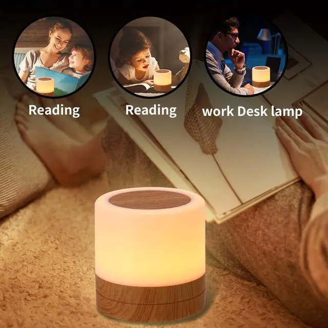 Alt view image 4 of 7 - Nursery Night Light for Kids, USB Rechargeable Small Desk Lamp,13 RGB Colors & 4 Brightness & 1 Remote, Touch Bedside Cordless Table Lamp, Portable Night Lamp for Bedroom Living Room Home (Brown)