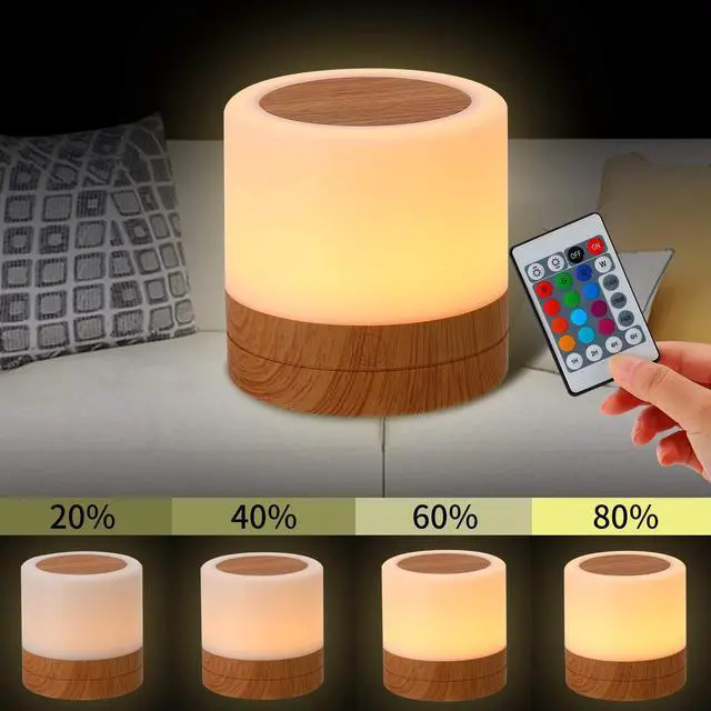 Alt view image 5 of 7 - Nursery Night Light for Kids, USB Rechargeable Small Desk Lamp,13 RGB Colors & 4 Brightness & 1 Remote, Touch Bedside Cordless Table Lamp, Portable Night Lamp for Bedroom Living Room Home (Brown)