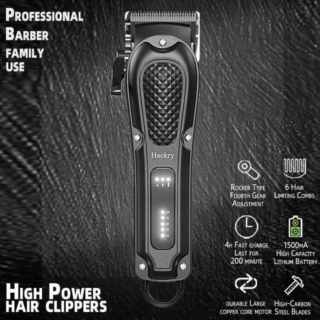 Alt view image 2 of 6 - Haokry Hair Clippers for Men Professional - Cordless&Corded Barber Clippers for Hair Cutting & Grooming Rechargeable Beard Trimmer