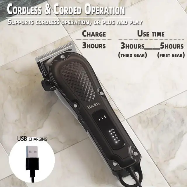 Alt view image 3 of 6 - Haokry Hair Clippers for Men Professional - Cordless&Corded Barber Clippers for Hair Cutting & Grooming Rechargeable Beard Trimmer