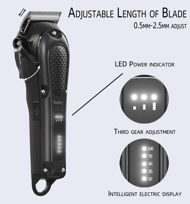 Alt view image 4 of 6 - Haokry Hair Clippers for Men Professional - Cordless&Corded Barber Clippers for Hair Cutting & Grooming Rechargeable Beard Trimmer