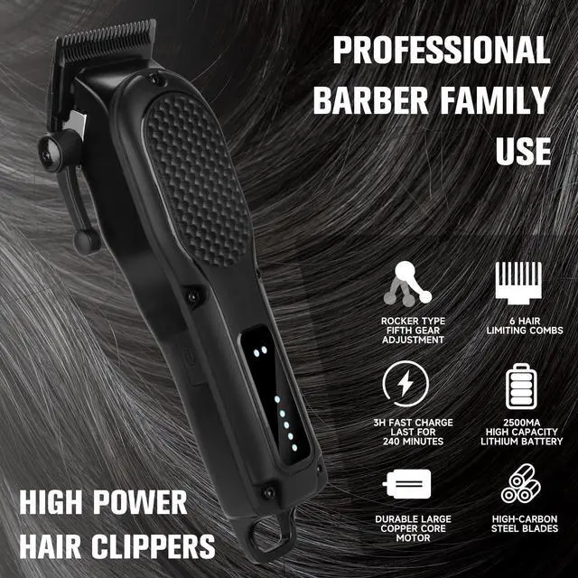 Alt view image 2 of 7 - NUTCORE Men's Hair Clippers for Professional Hair Trimmer Cordless Rechargeable Powerful Beard Trimmer Hair Cutting Grooming Tool