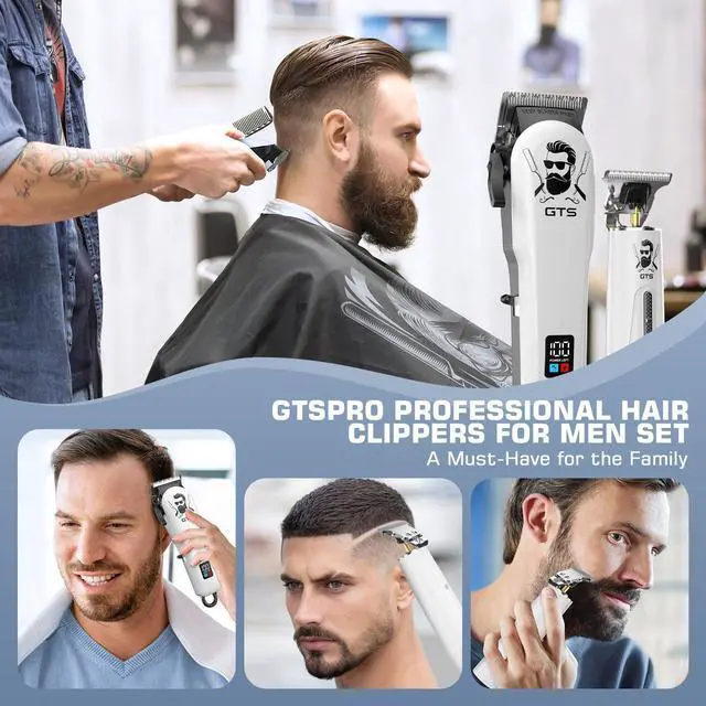 Alt view image 6 of 7 - GTSPro Hair Clippers for Men, Clippers and Trimmers Set, Barber Clippers, Electric Hair Trimmer with Box, Gifts for Men White