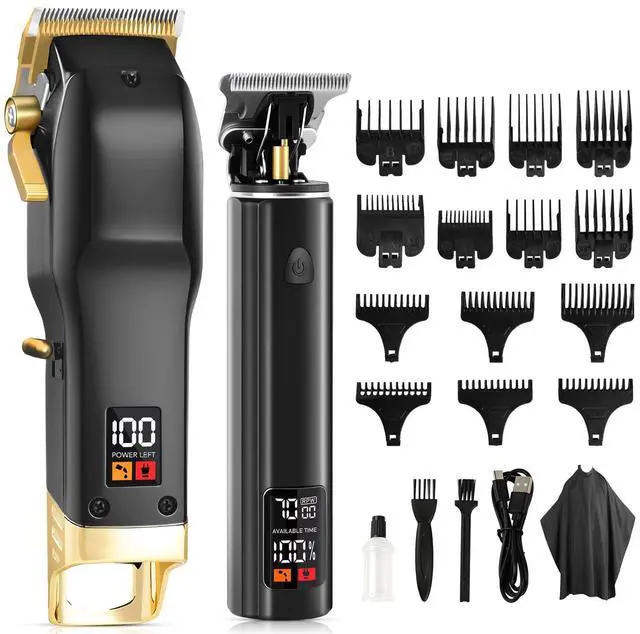Main image of Hair Clippers for Men - Professional Cordless Barber Set, 180Min Runtime, LED Display, Anti-Snag Blades, 17-Piece Kit with 14 Guide Combs,Rechargeable Electric Shaver Kit