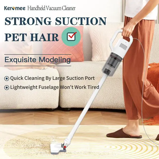 Alt view image 2 of 7 - KEROMEE Stick Vacuum Cleaner, Corded Handheld Vacuum Cleaner Mini Electric Broom for Pet Hair Hardwood Floor Cat Litter Carpet Cleaning (16ft-Cord)