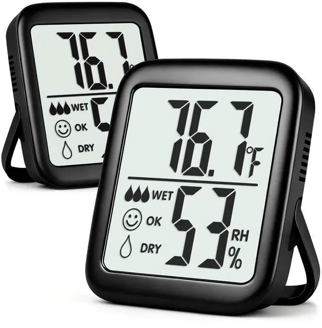 Main image of Antonki 2 Pack Room Thermometer for Home, Hygrometer Indoor Humidity Meter Gauge, Digital Temperature and Humidity Sensor Monitor for House, Terrarium, Incubator, Greenhouse - Battery Included