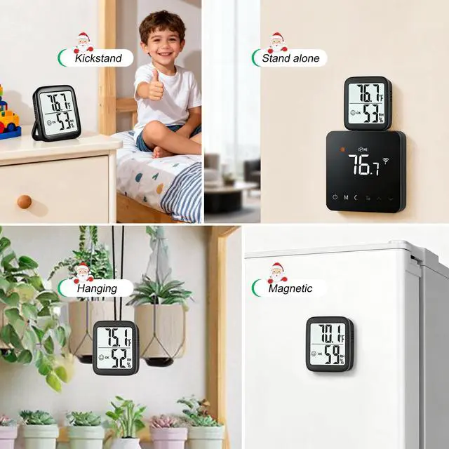 Alt view image 5 of 7 - Antonki 2 Pack Room Thermometer for Home, Hygrometer Indoor Humidity Meter Gauge, Digital Temperature and Humidity Sensor Monitor for House, Terrarium, Incubator, Greenhouse - Battery Included