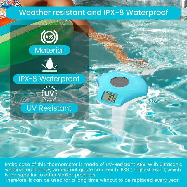 Alt view image 6 of 7 - Circrane Solar Digital Pool & Spa Thermometer, Weather Resistant Floating Thermometer, IPX-8 Water Proof, 10s Measuring Cycle, Solar Powered with 270 Days Battery Life, Blue