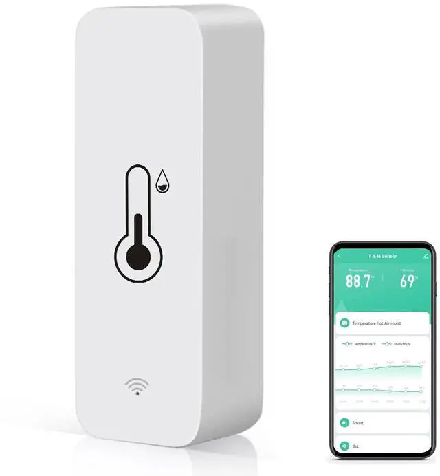 Main image of 2-Pack WiFi Temperature Humidity Sensor: Indoor Thermometer Hygrometer with App Alert, Free Data Storage Export, Smart Temperature Humidity Monitor for Home Pet Greenhouse, Compatible with Alexa