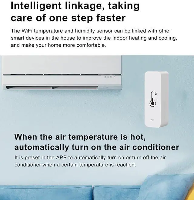 Alt view image 6 of 7 - 2-Pack WiFi Temperature Humidity Sensor: Indoor Thermometer Hygrometer with App Alert, Free Data Storage Export, Smart Temperature Humidity Monitor for Home Pet Greenhouse, Compatible with Alexa