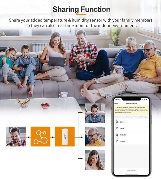 Alt view image 7 of 7 - 2-Pack WiFi Temperature Humidity Sensor: Indoor Thermometer Hygrometer with App Alert, Free Data Storage Export, Smart Temperature Humidity Monitor for Home Pet Greenhouse, Compatible with Alexa