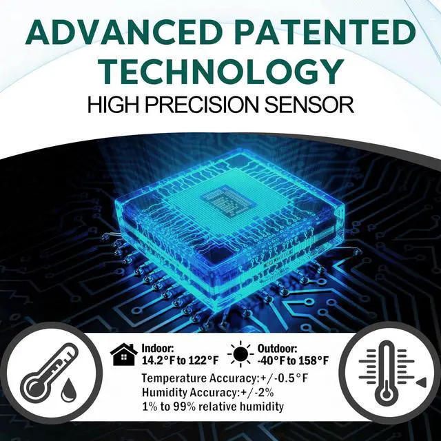 Alt view image 5 of 7 - OBET Indoor Outdoor Thermometer Wireless Weather Station with 500FT Range Sensor and Adjustable Backlight Color Display Digital Temperature Humidity Monitor for House Patio