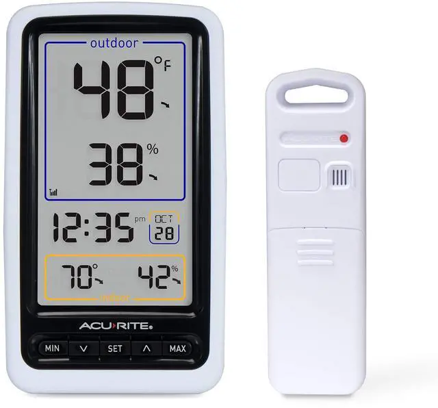 Main image of AcuRite 01136M Wireless Thermometer with Indoor/Outdoor Temperature and Humidity, White