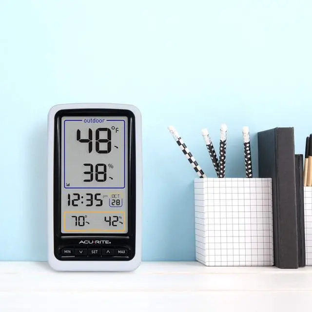 Alt view image 2 of 7 - AcuRite 01136M Wireless Thermometer with Indoor/Outdoor Temperature and Humidity, White