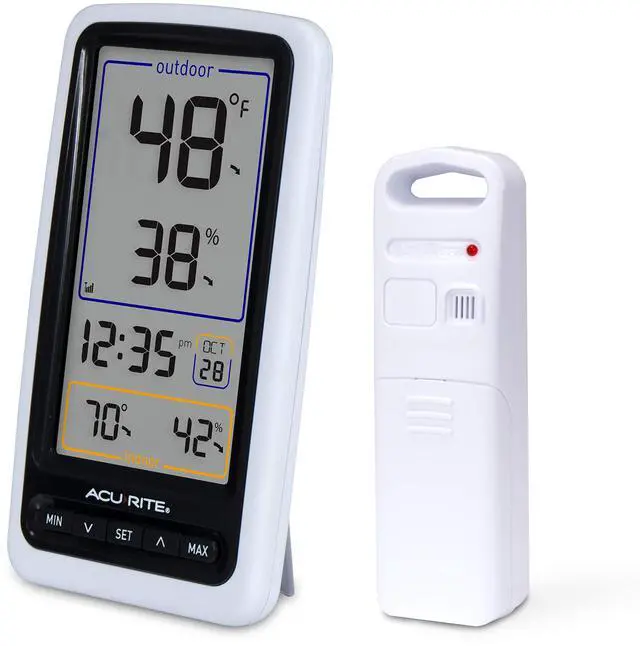 Alt view image 3 of 7 - AcuRite 01136M Wireless Thermometer with Indoor/Outdoor Temperature and Humidity, White