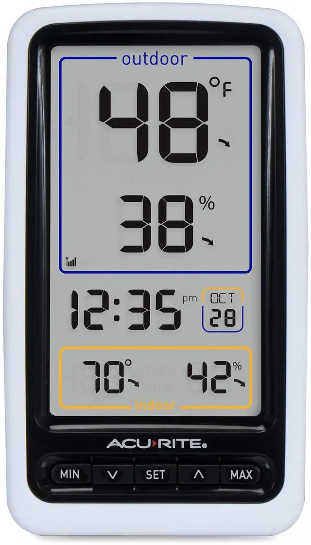 Alt view image 4 of 7 - AcuRite 01136M Wireless Thermometer with Indoor/Outdoor Temperature and Humidity, White