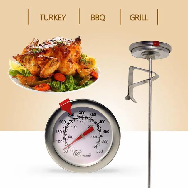Alt view image 5 of 7 - KT THERMO Candy/Deep Fry Thermometer with Instant Read,Dial Thermometer,12" Stainless Steel Stem Meat Cooking Thermometer,Best for Turkey,BBQ,Grill,Analog display