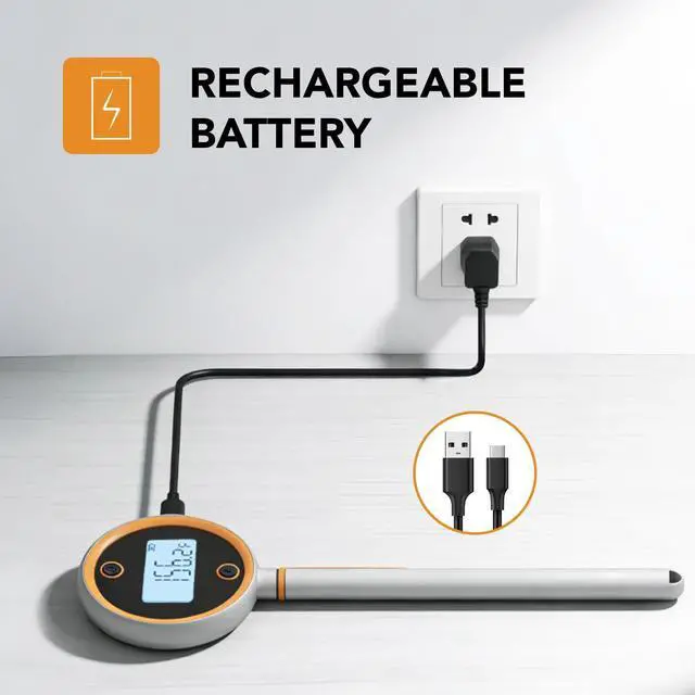 Alt view image 7 of 7 - Pocket Pro 1-Second Instant Read Meat Thermometer, Rechargeable Digital Thermometer for Grilling, Food, BBQ, Kitchen Cooking, Oil Deep Frying & Candy (Nobility Blue)