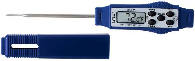 Main image of Taylor 9877FDA Compact Waterproof Digital Food Thermometer, 2.81 Inch Stem Length with FDA-Recommended 1.5mm Probe, NSF Certified, Blue