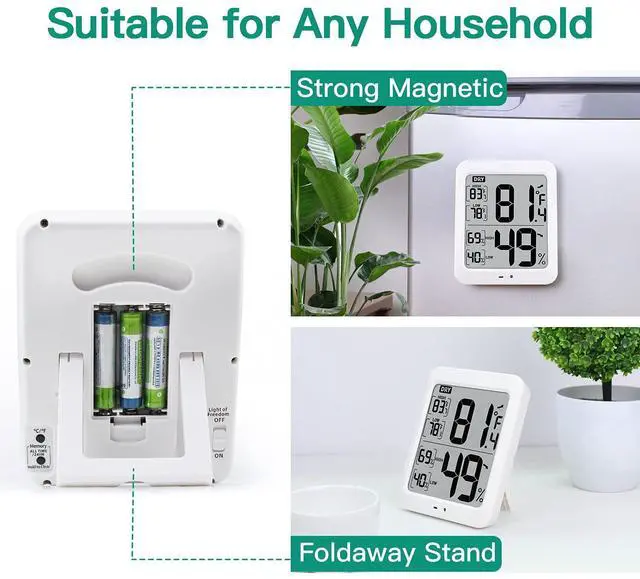 Alt view image 6 of 7 - TXL Large Digital Hygrometer Indoor Thermometer with Humidity Gauge, Smart Room Temperature Humidity Sensor Monitor with Touch LCD Backlight for Home Office Warehouse Greenhouse Garden Wine Cellar