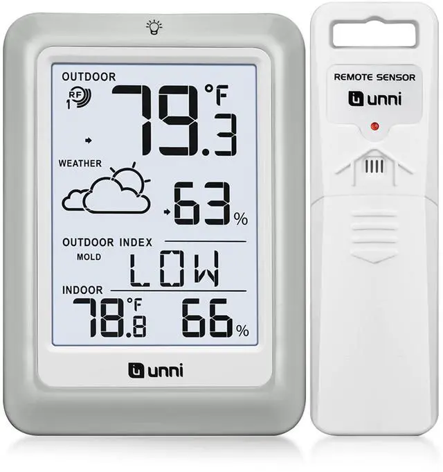 Main image of Indoor Outdoor Thermometer Hygrometer Wireless Weather Station, Temperature Humidity Monitor Battery Powered Inside Outside Thermometers with 330ft Range Remote Sensor and Backlight Display