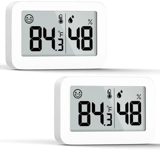 Main image of DOOMAY 2-Pack Mini Hygrometer Indoor Thermometer, Humidity Gauge with Switch (/), Humidity Meter Digital Temperature Monitor for Greenhouse Babyroom Cellar Reptile Incubator Closet
