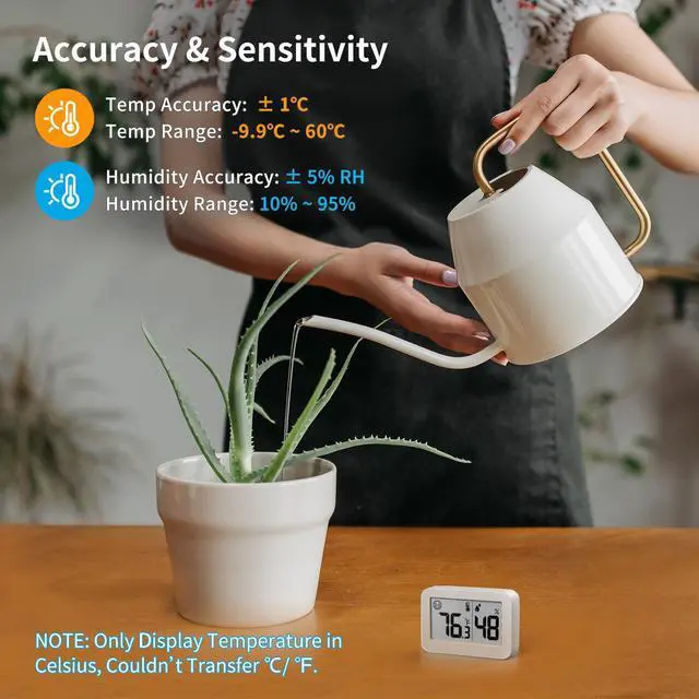 Alt view image 4 of 7 - DOOMAY 2-Pack Mini Hygrometer Indoor Thermometer, Humidity Gauge with Switch (/), Humidity Meter Digital Temperature Monitor for Greenhouse Babyroom Cellar Reptile Incubator Closet