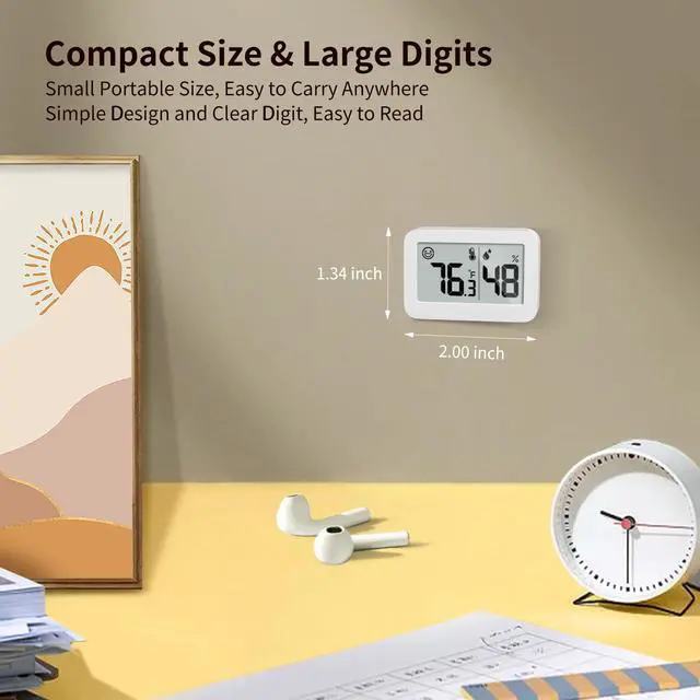 Alt view image 5 of 7 - DOOMAY 2-Pack Mini Hygrometer Indoor Thermometer, Humidity Gauge with Switch (/), Humidity Meter Digital Temperature Monitor for Greenhouse Babyroom Cellar Reptile Incubator Closet