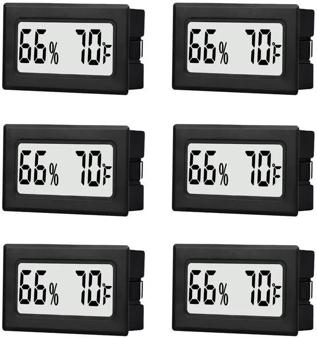 Main image of 6 Pack Mini Small Digital Hygrometer Thermometer Indoor Temperature and Humidity Meter Gauge with Temp Humidity Sensor Monitor Fahrenheit () for Jars,Home,Room
