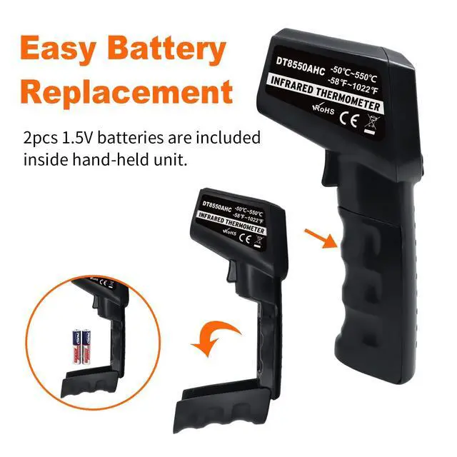 Alt view image 4 of 7 - Infrared Thermometer Temperature Gun -58~ 1022 (-50 ~ 550) Non-Contact Instant-Read Digital Laser Infrared Ir Thermometer with Color Screen (Black)