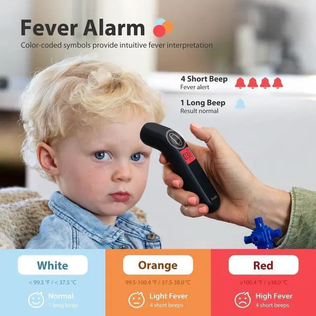 Alt view image 3 of 7 - iHealth Touchless Thermometer for Adults and Kids, Color-Coded Alert & Silent Mode, 1-Second Accurate Fever Check, Portable for Home, Travel Use - PT2L Black