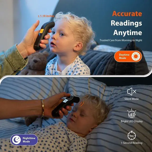 Alt view image 4 of 7 - iHealth Touchless Thermometer for Adults and Kids, Color-Coded Alert & Silent Mode, 1-Second Accurate Fever Check, Portable for Home, Travel Use - PT2L Black