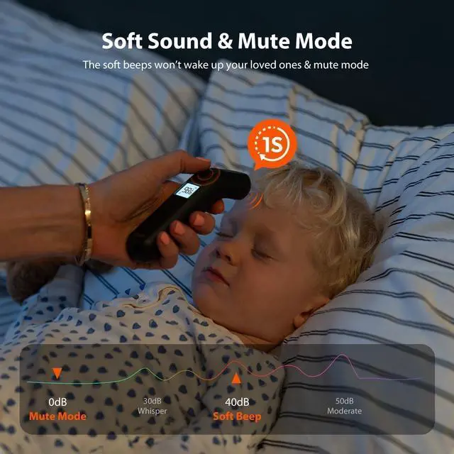 Alt view image 5 of 7 - iHealth Touchless Thermometer for Adults and Kids, Color-Coded Alert & Silent Mode, 1-Second Accurate Fever Check, Portable for Home, Travel Use - PT2L Black