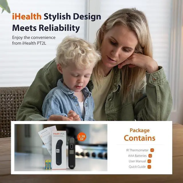 Alt view image 7 of 7 - iHealth Touchless Thermometer for Adults and Kids, Color-Coded Alert & Silent Mode, 1-Second Accurate Fever Check, Portable for Home, Travel Use - PT2L Black