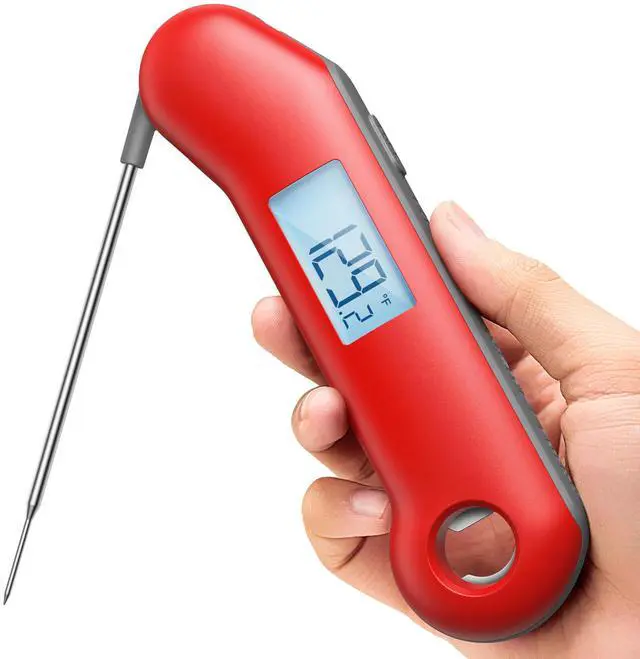 Main image of ThermoMaven ProfessionaI Meat Thermometer Digital, 3X Faster 0.5 Sec Instant Read, NIST Certified Accuracy ±0.5°F, 100% Waterproof Probe, Auto-Rotate Bright Indicator, for Candy/Grill/BBQ, Red & Gray