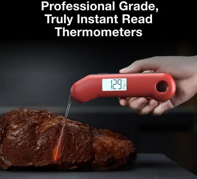 Alt view image 4 of 7 - ThermoMaven ProfessionaI Meat Thermometer Digital, 3X Faster 0.5 Sec Instant Read, NIST Certified Accuracy ±0.5°F, 100% Waterproof Probe, Auto-Rotate Bright Indicator, for Candy/Grill/BBQ, Red & Gray