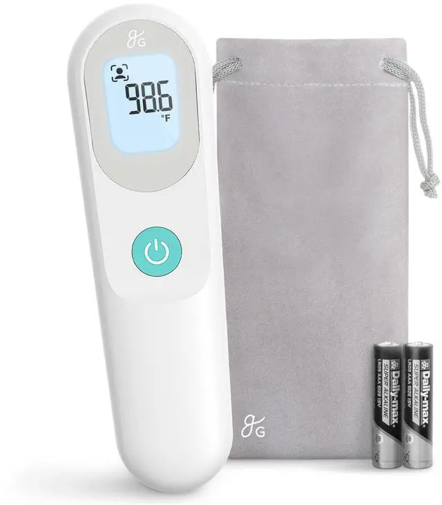 Main image of Greater Goods No-Touch Infrared Digital Thermometer for Adults, Kids, and Babies, Forehead Thermometer with Ergonomic Grip, Fever Alarm, White