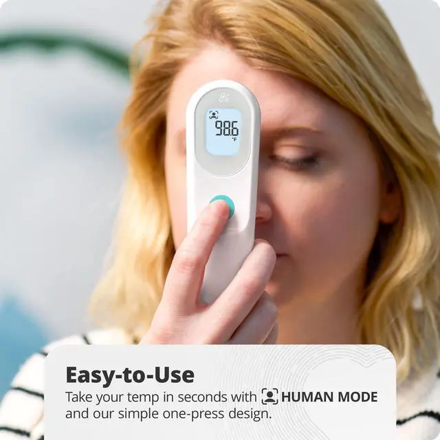 Alt view image 2 of 6 - Greater Goods No-Touch Infrared Digital Thermometer for Adults, Kids, and Babies, Forehead Thermometer with Ergonomic Grip, Fever Alarm, White
