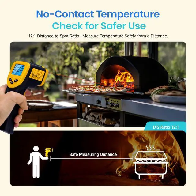 Alt view image 4 of 7 - Infrared Thermometer Laser Temperature Gun 774, Meat Food Candy Oven Thermometer for Griddle Accessories, Heat Gun for Cooking Refrigerator Tools, Adjustable Emissivity & Max Measure, Yellow