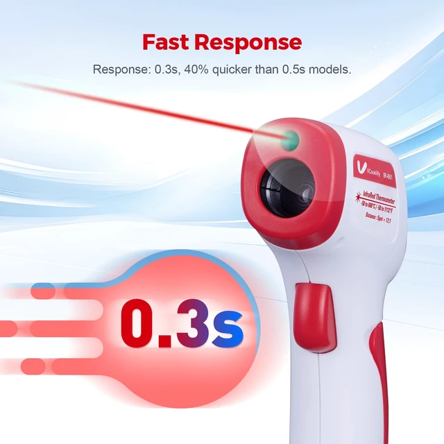 Alt view image 4 of 7 - Infrared Thermometer for Meat,Laser Temperature Gun,-58~1112°F,DS 12:1 Digital IR Temp Gun with Adjustable Emissivity&High/Low Alarm,LCD Display Thermal Gun for Food Oven Cooking HVAC