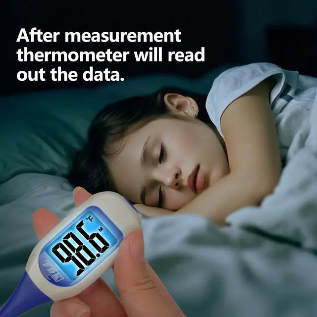 Alt view image 6 of 7 - FDK Large LCD Screen Digital Thermometer for Fever, 10 Seconds Fast & Accurate Readings, Large LCD Dual Color Backlight Flexible Tip Ideal for Adults Kids and Babies FSA