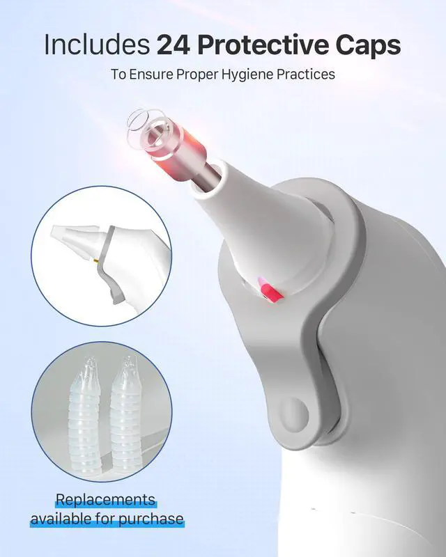 Alt view image 4 of 7 - Femometer Family Ear Thermometer, Highly Accurate Ear Thermometer for Kids, Adults and Babies, 30 Memory Recall, 1s Result and 3-Color Fever Alert, with 24 Disposable Probe Covers, White