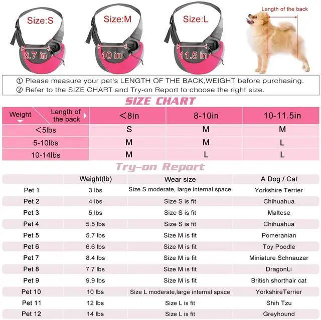 Alt view image 2 of 6 - Pet Sling Carrier, TINGOR Dog Sling Carrier with Breathable Mesh, Travel Safe Sling Bag Carrier for Small Dogs Cats Less Than 5lbs