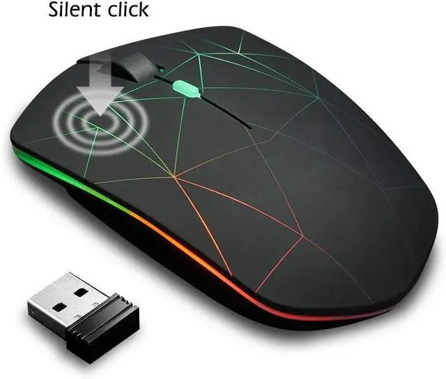 Alt view image 2 of 6 - Rechargeable Wireless Mouse, Illuminating Backlit Powered by Li-Polymer Battery, Optical Sensor, Nano USB Receiver,3 Stages DPI Speed, 4 Buttons for PC, Laptop, Tablet, MacBook etc