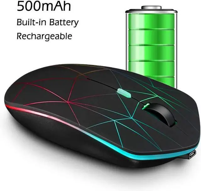 Alt view image 5 of 6 - Rechargeable Wireless Mouse, Illuminating Backlit Powered by Li-Polymer Battery, Optical Sensor, Nano USB Receiver,3 Stages DPI Speed, 4 Buttons for PC, Laptop, Tablet, MacBook etc