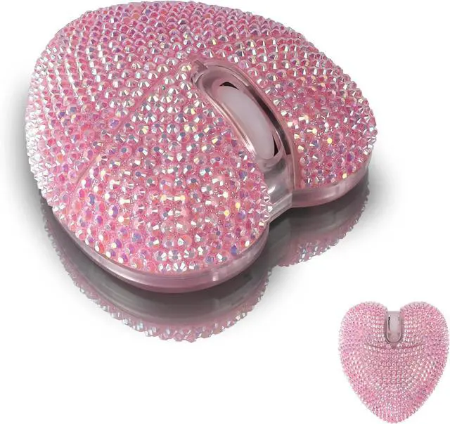 Main image of Wireless Bluetooth Mouse, Rechargeable Silent and Stylish Heart-Shaped Mouse for Laptop, PC - 10m Range (Pink)